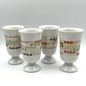 Set 4 Vtg Ice Cream Sundae Cups Pedestal Pastel Japan 1980s Spell Out